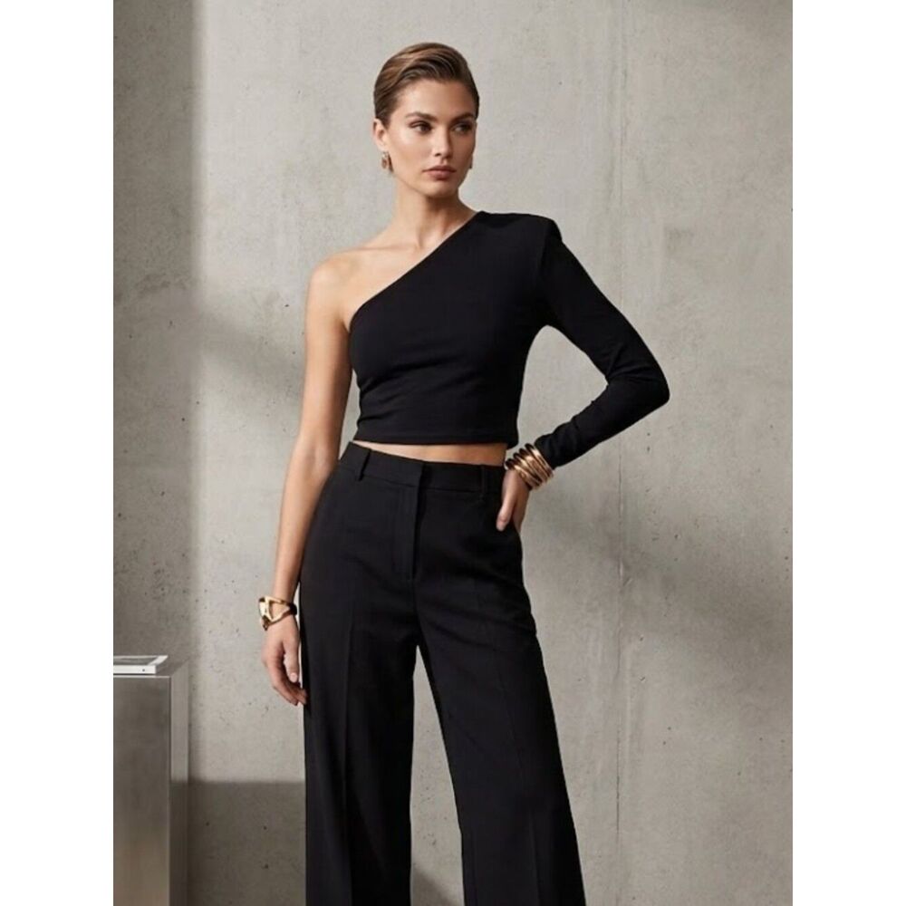 Walter Baker Black Berkley One Shoulder Blouse Size X-Small NWOT